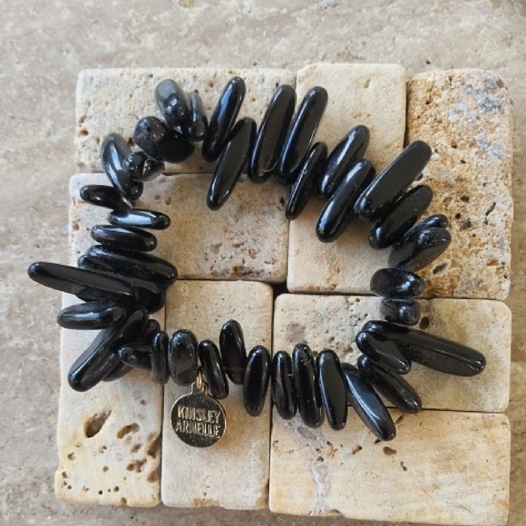 Kinsey Arnelle Turquoise and Black Stone Bracelets - Picture 3 of 4